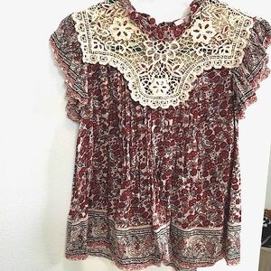Anthropologie Othilia Malia lace ruffle top